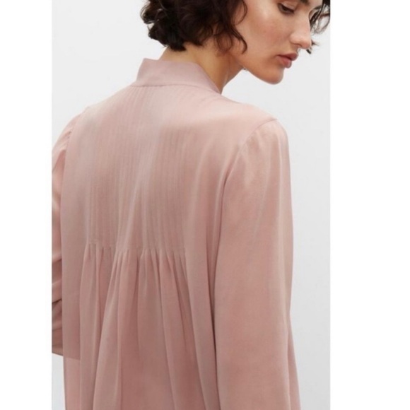 Club Monaco Silk Tunic Pintuck Seersucker Relaxed Fit Shirt Shift Mini Dress NEW - Picture 5 of 12